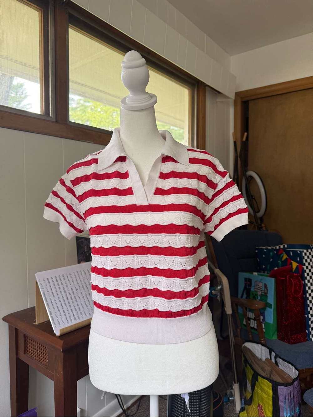 Goelia, Striped Knit Crop Top, size S